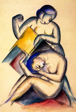 Two Nude Women by Franz Marc Oil Painting