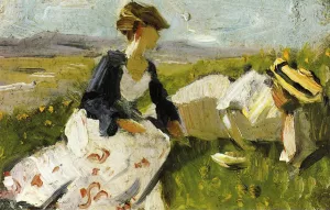 Two Women on the Hillside, Sketch by Franz Marc - Oil Painting Reproduction