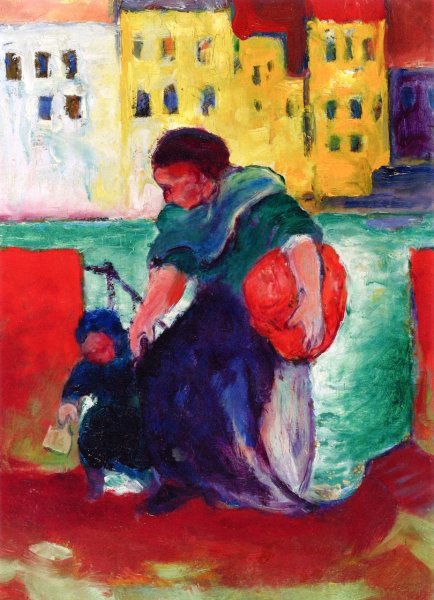 Main Product Photo of Washerwoman with Child Painting by Franz Marc