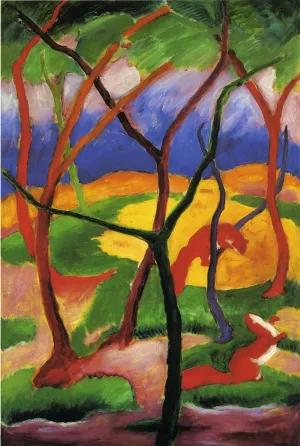 Weasels at Play Oil painting by Franz Marc