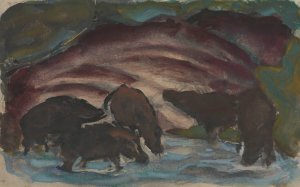 Wild Boars in the Water by Franz Marc Oil Painting