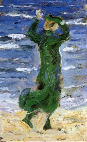 Woman in the Wind by the Sea by Franz Marc - Oil Painting Reproduction