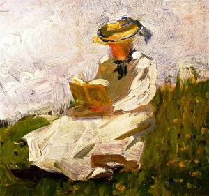 Woman Reading in a Meadow by Franz Marc Oil Painting
