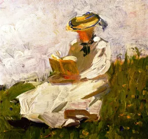 Woman Reading in a Meadow by Franz Marc - Oil Painting Reproduction