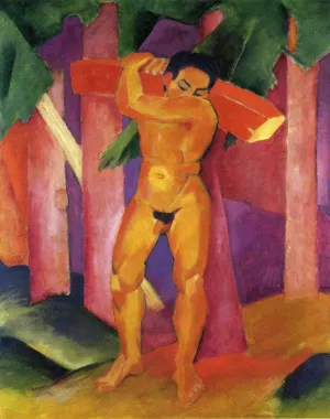 Woodcutter painting by Franz Marc