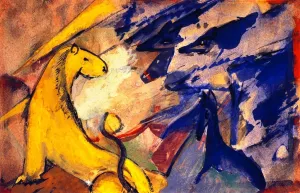 Yellow Lion, Blue Foxes, Blue Horse by Franz Marc - Oil Painting Reproduction