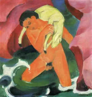 Young Boy with a Lamb by Franz Marc Oil Painting