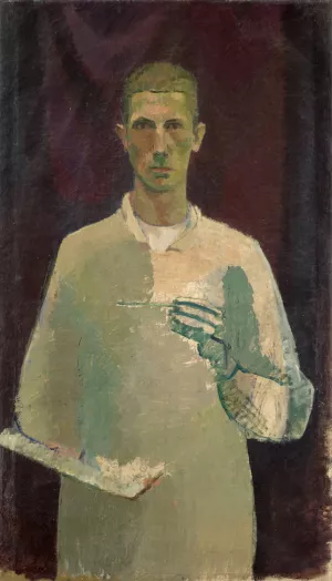 Self-Portrait with Palette by Franz Marent Oil Painting