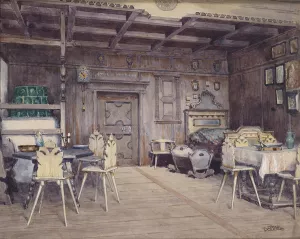Bauernstube in Tirol by Franz Poledne Oil Painting