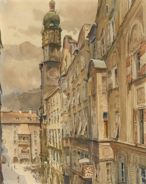 Das Goldene Dachl in Innsbruck by Franz Poledne Oil Painting