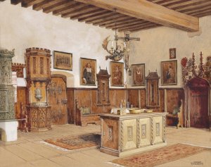 Interieur Burg Kreuzenstein by Franz Poledne Oil Painting