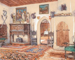 Interieur by Franz Poledne Oil Painting