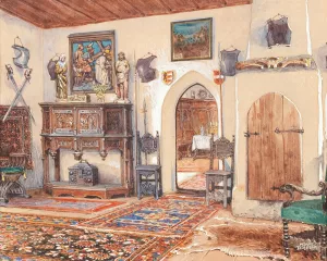 Interieur by Franz Poledne Oil Painting