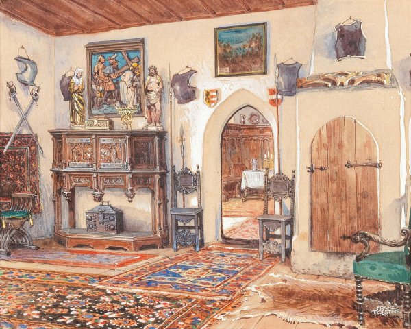 Interieur by Franz Poledne - Hand-Painted Oil Painting Reproduction