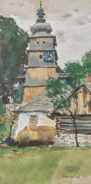 Kirchturm in Zbyszyce Oil painting by Franz Poledne