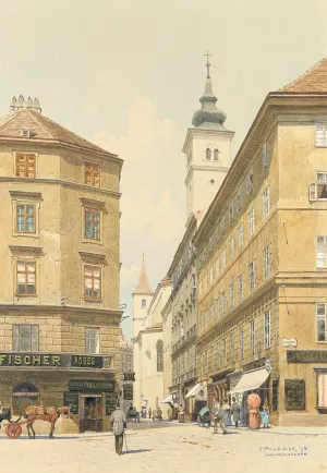 Weihburggasse Oil painting by Franz Poledne