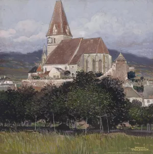 Weisenkirchen in der Wachau Oil painting by Franz Poledne
