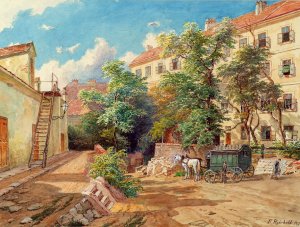 Der Hof des Polizei-Gefangenenhauses in der Theobaldgasse in Wien by Franz Reinhold Oil Painting