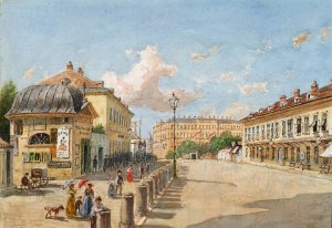 Die Mariahilfer Linie in Wien by Franz Reinhold Oil Painting
