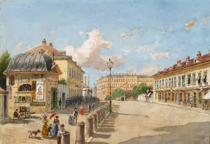 Die Mariahilfer Linie in Wien Oil painting by Franz Reinhold