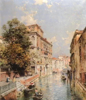 A View in Venice, Rio S. Marina by Franz Richard Unterberger - Oil Painting Reproduction