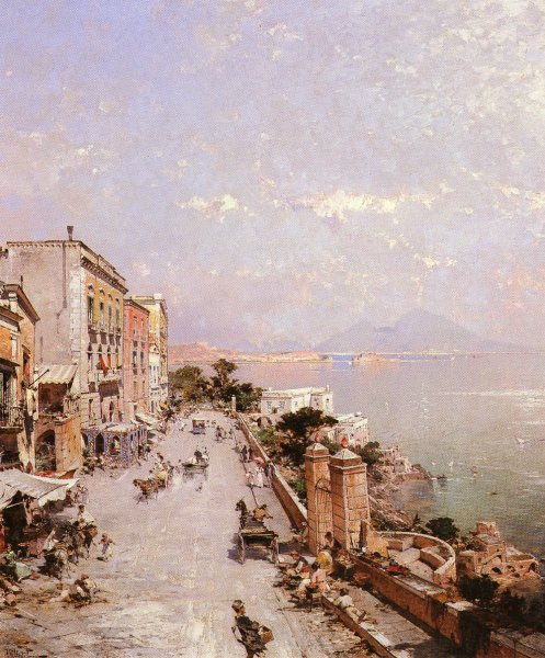 Main Product Photo of A View of Posilippo, Naples Painting by Franz Richard Unterberger