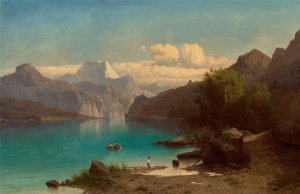 Alpine Landscape by Franz Richard Unterberger Oil Painting