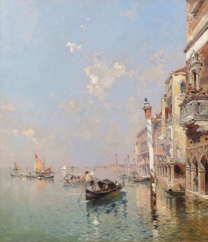 Canale della Giudecca in Venedig by Franz Richard Unterberger Oil Painting