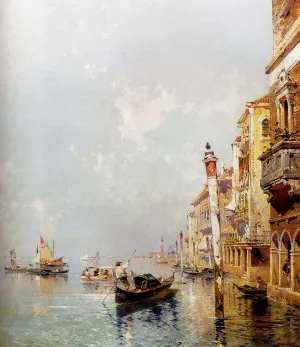 Canale della Giudecca by Franz Richard Unterberger - Oil Painting Reproduction