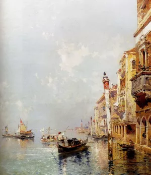 Canale della Giudecca Oil painting by Franz Richard Unterberger