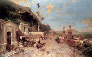 La Strada Monreale, Palermo by Franz Richard Unterberger Oil Painting