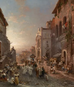 Prozessionszug In Neapel by Franz Richard Unterberger Oil Painting