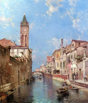 Rio St. Barnaba, Venice by Franz Richard Unterberger - Oil Painting Reproduction