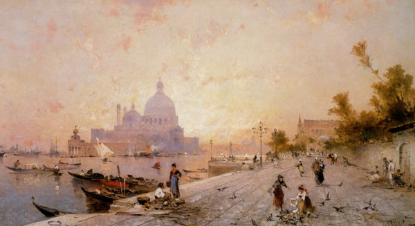 Main Product Photo of Riva degli Schiavoni Venice Painting by Franz Richard Unterberger