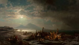 Riviera di Santa Lucia by Franz Richard Unterberger Oil Painting