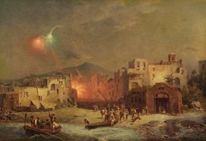 Santa Lucia Fest in Amalfi by Franz Richard Unterberger Oil Painting