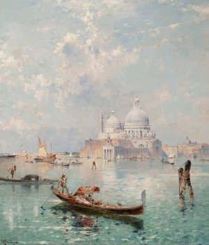 Santa Maria della Salute from the Grand Canal by Franz Richard Unterberger Oil Painting
