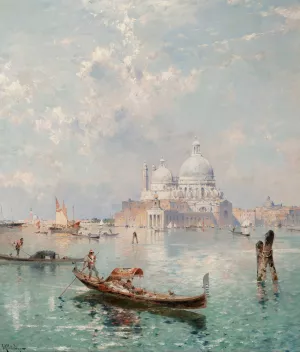 Santa Maria della Salute from the Grand Canal by Franz Richard Unterberger Oil Painting