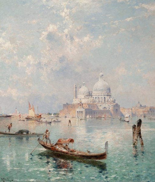 Main Product Photo of Santa Maria della Salute from the Grand Canal Painting by Franz Richard Unterberger