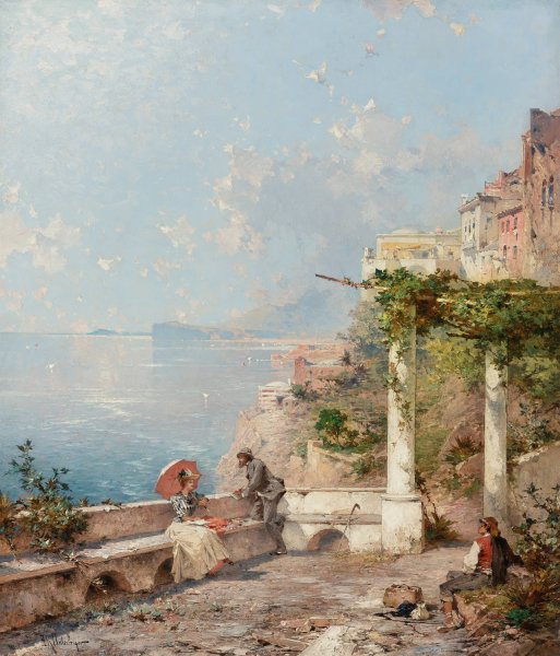 Main Product Photo of Sorrento, On The Bay Of Naples Painting by Franz Richard Unterberger