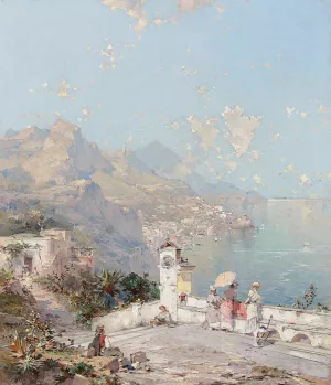 The Amalfi Coast by Franz Richard Unterberger Oil Painting