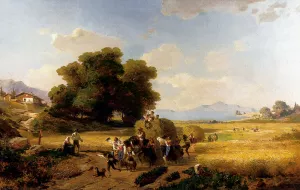 The Last Day of the Harvest by Franz Richard Unterberger - Oil Painting Reproduction