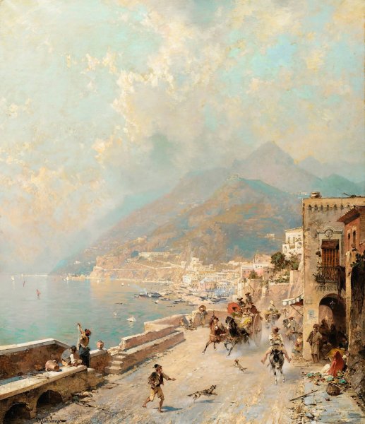 Main Product Photo of View of Amalfi Painting by Franz Richard Unterberger