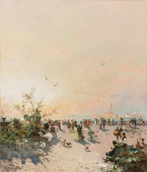 View of Venice From The Public Gardens by Franz Richard Unterberger Oil Painting