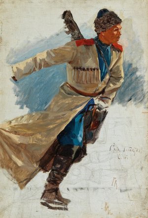 A Cossack by Franz Roubaud Oil Painting