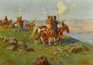 Circassian Horsemen by Franz Roubaud Oil Painting