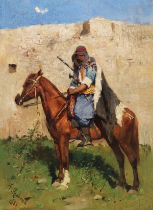 Kaukasischer Reiter by Franz Roubaud Oil Painting