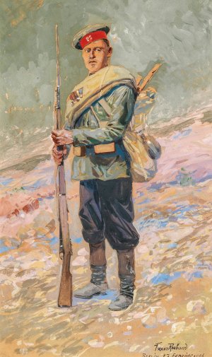 Russischer Infanterist by Franz Roubaud Oil Painting