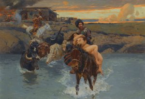 The Kidnapping by Franz Roubaud Oil Painting