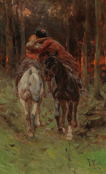 The Kiss by Franz Roubaud - Hand-Painted Oil Painting Reproduction